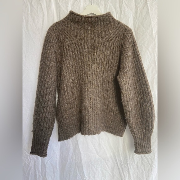 Madewell Loretto Mockneck Sweater Heather Otter Brown Size Small - Picture 14 of 14
